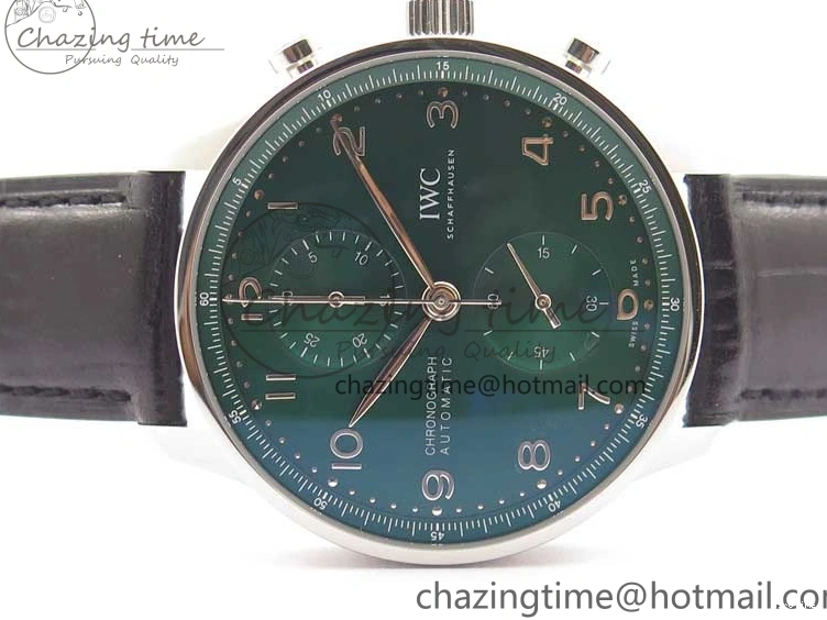 MIROTIME 0520 Elegant Portuguese IW371615 ZF 1:1 Best Edition SS Green Dial on Black Leather Strap A96355 V 7081
